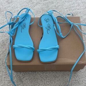 So Me Women's Bright Blue Lace-Up Sandals, NWOT